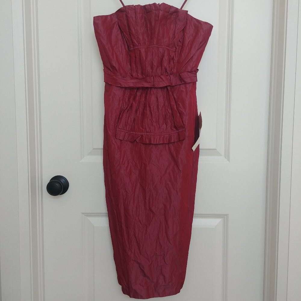 NEW WITH TAGS Tracy Reese strapless shiny crinkle dress size 6